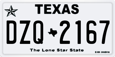 TX license plate DZQ2167