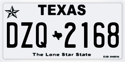 TX license plate DZQ2168
