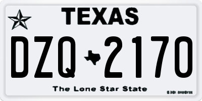 TX license plate DZQ2170