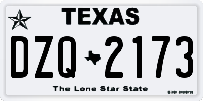 TX license plate DZQ2173