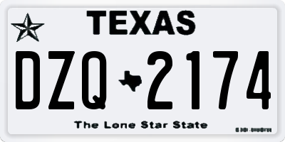 TX license plate DZQ2174
