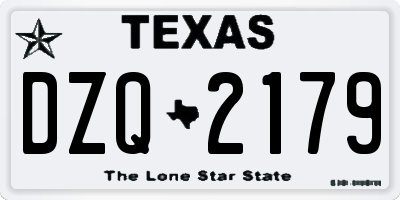 TX license plate DZQ2179