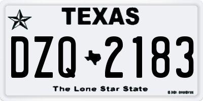 TX license plate DZQ2183