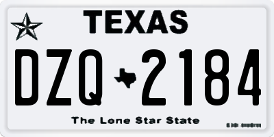TX license plate DZQ2184