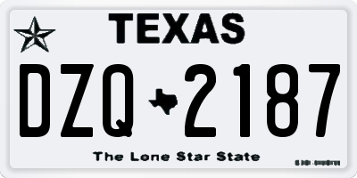 TX license plate DZQ2187