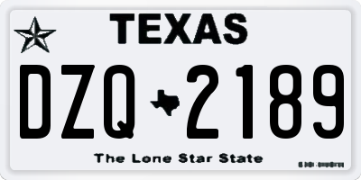 TX license plate DZQ2189