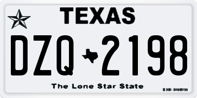 TX license plate DZQ2198