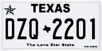 TX license plate DZQ2201
