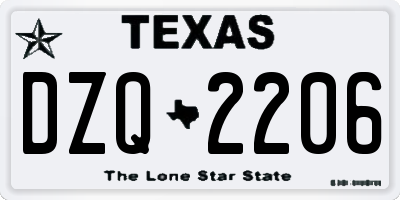TX license plate DZQ2206