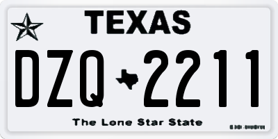 TX license plate DZQ2211