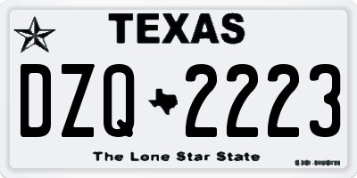 TX license plate DZQ2223