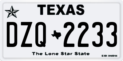 TX license plate DZQ2233