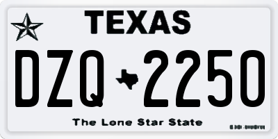 TX license plate DZQ2250