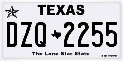 TX license plate DZQ2255