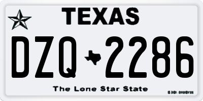 TX license plate DZQ2286