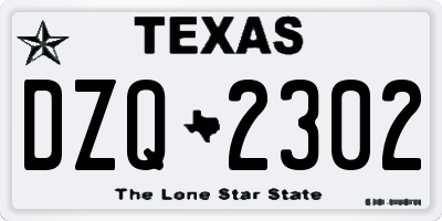 TX license plate DZQ2302