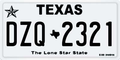 TX license plate DZQ2321