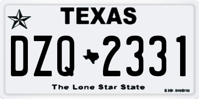 TX license plate DZQ2331
