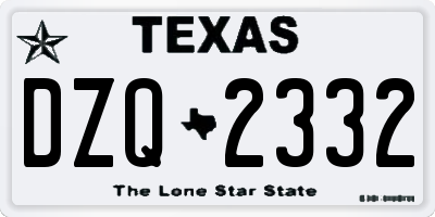 TX license plate DZQ2332