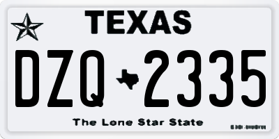 TX license plate DZQ2335