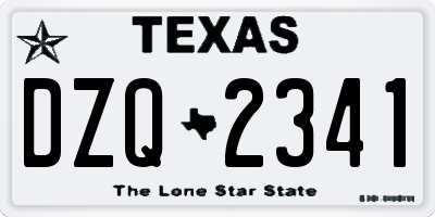 TX license plate DZQ2341