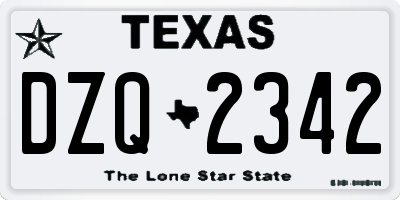TX license plate DZQ2342