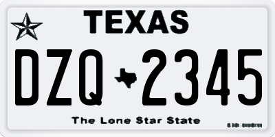 TX license plate DZQ2345