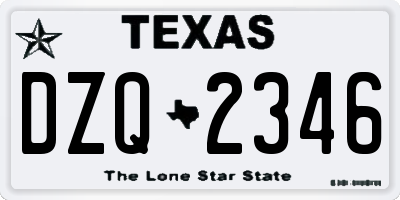 TX license plate DZQ2346