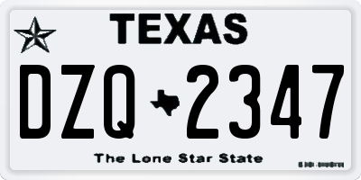 TX license plate DZQ2347