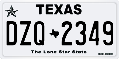 TX license plate DZQ2349