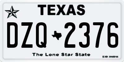 TX license plate DZQ2376