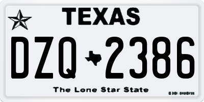 TX license plate DZQ2386