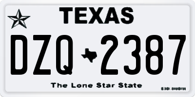 TX license plate DZQ2387