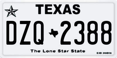 TX license plate DZQ2388