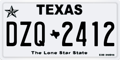 TX license plate DZQ2412