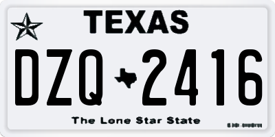 TX license plate DZQ2416