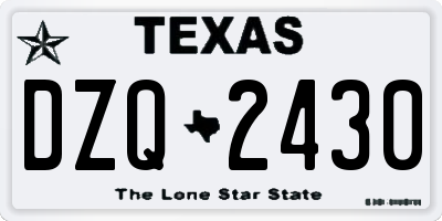 TX license plate DZQ2430