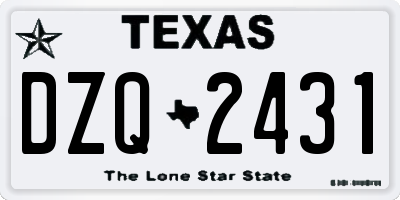 TX license plate DZQ2431