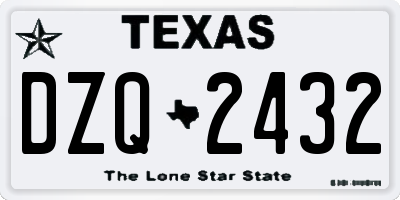 TX license plate DZQ2432