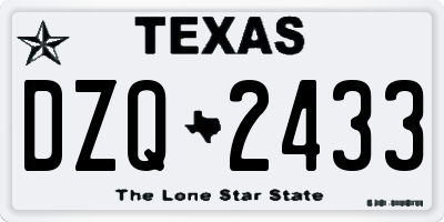 TX license plate DZQ2433