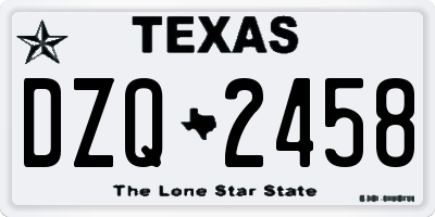TX license plate DZQ2458