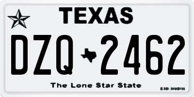 TX license plate DZQ2462