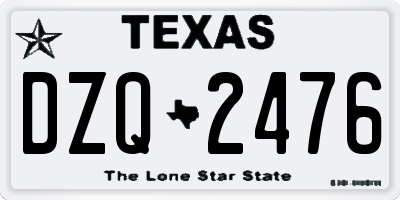 TX license plate DZQ2476