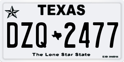 TX license plate DZQ2477