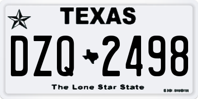 TX license plate DZQ2498