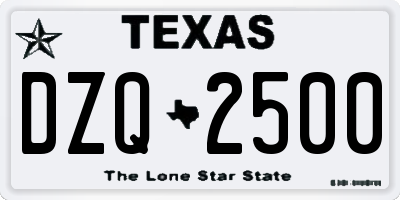 TX license plate DZQ2500