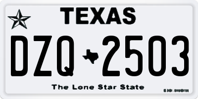 TX license plate DZQ2503