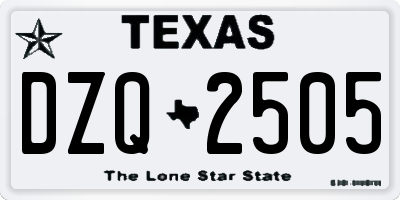 TX license plate DZQ2505