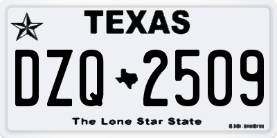 TX license plate DZQ2509