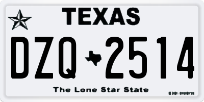 TX license plate DZQ2514
